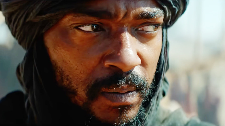 Antony Mackie as Hanzala looking concerned in Desert Warrior