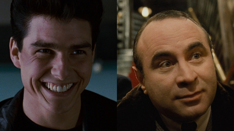 Tom Cruise grinning as Vincent in The Color of Money and Bob Hoskins raising his eyebrows as Owney in The Cotton Club