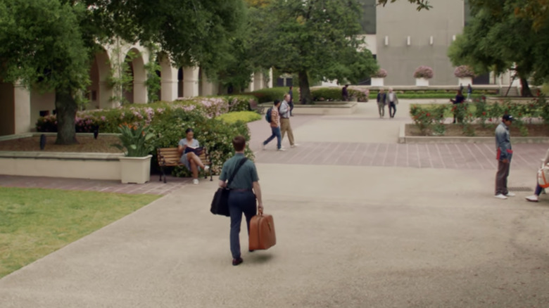 Sheldon Cooper (Iain Armitage) walking on Caltech campus in Young Sheldon