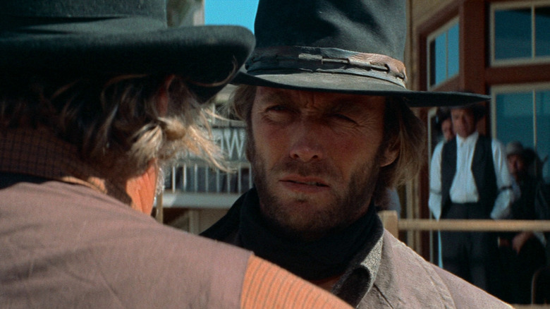 The Stranger staring someone down in High Plains Drifter