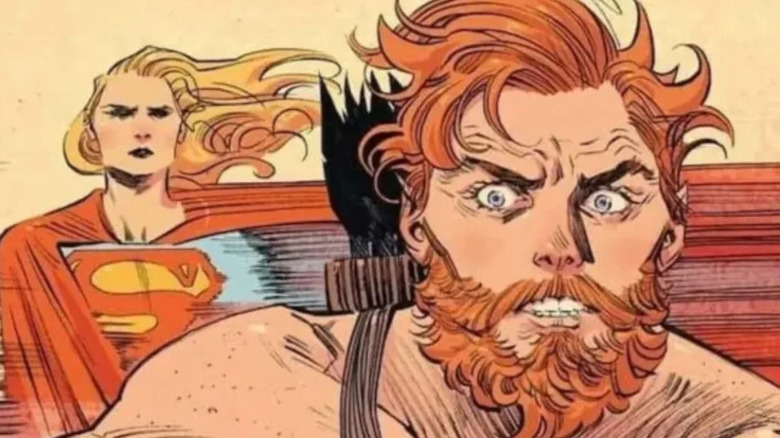 Krem of the Yellow Hills lijkt geschokt door de snelheid van een Supergirl in Supergirl: Woman of Tomorrow