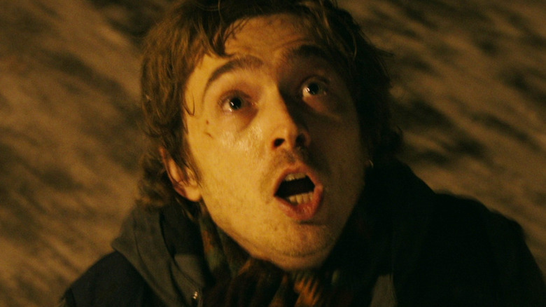 Austin Abrams as Bryan looking up in terror in Resident Evil (2026)