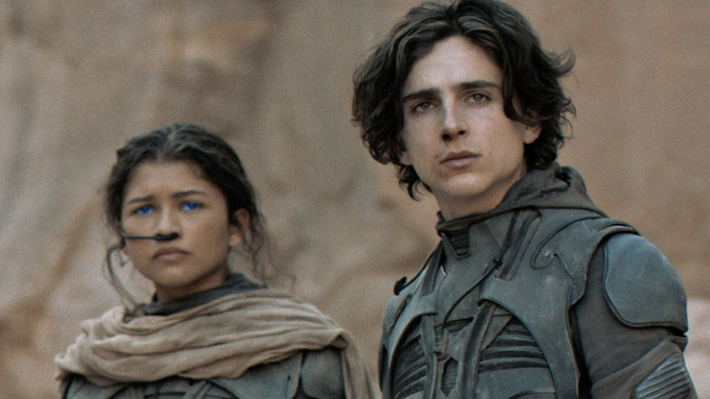 Zendaya and Timothée Chalamet looking sad in Dune