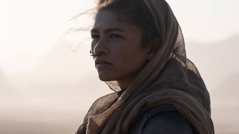 Zendaya looking pensive in Dune
