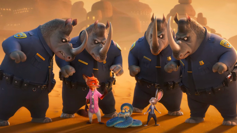 Nick, Gary, and Judy face the rhino police