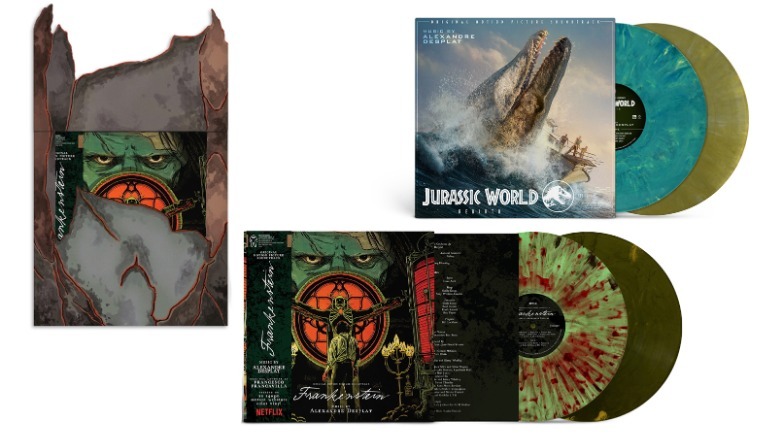Frankenstein and Jurassic World Rebirth vinyl soundtracks