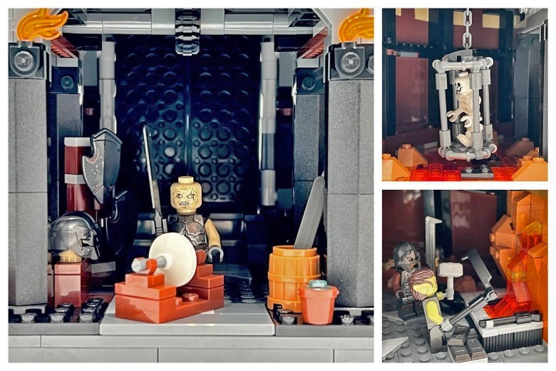 Interior de la base del castillo LEGO El Señor de los Anillos de Barad-dur