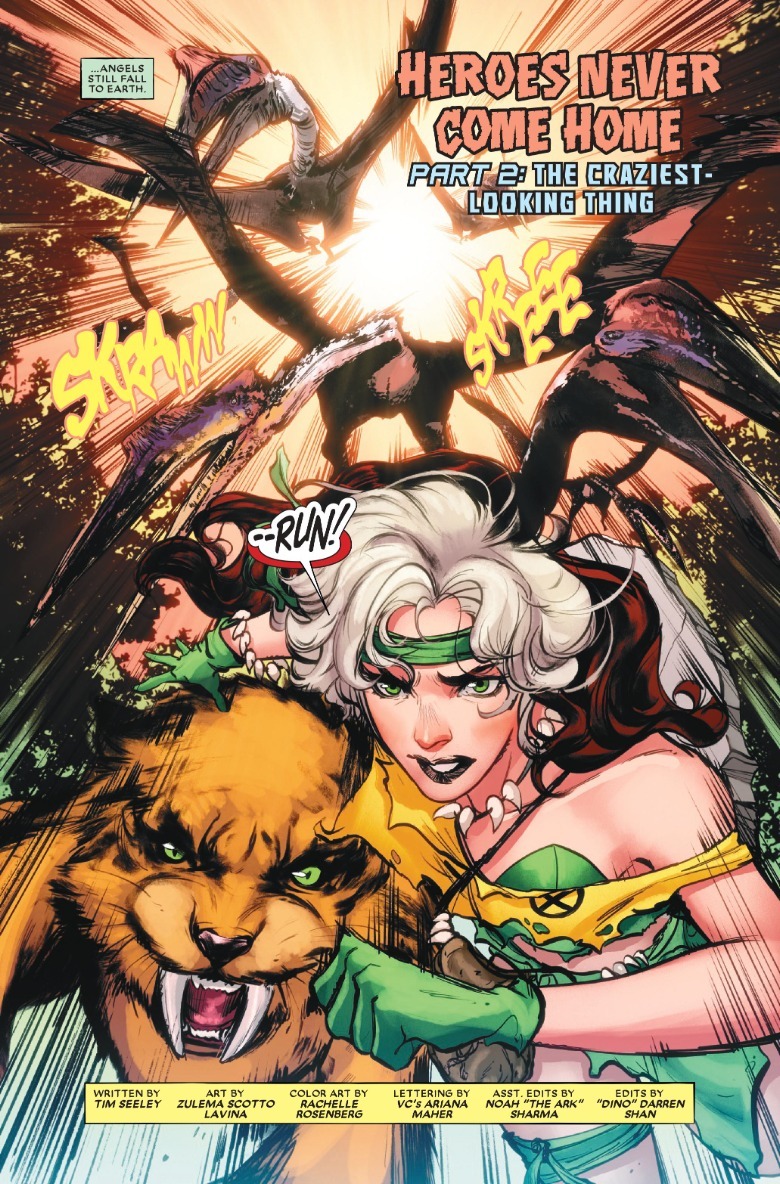 Rogue: Savage Land #2 Page 3 Rogue running from pterosaurs