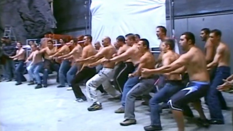 Lord of the Rings stunt team performing haka