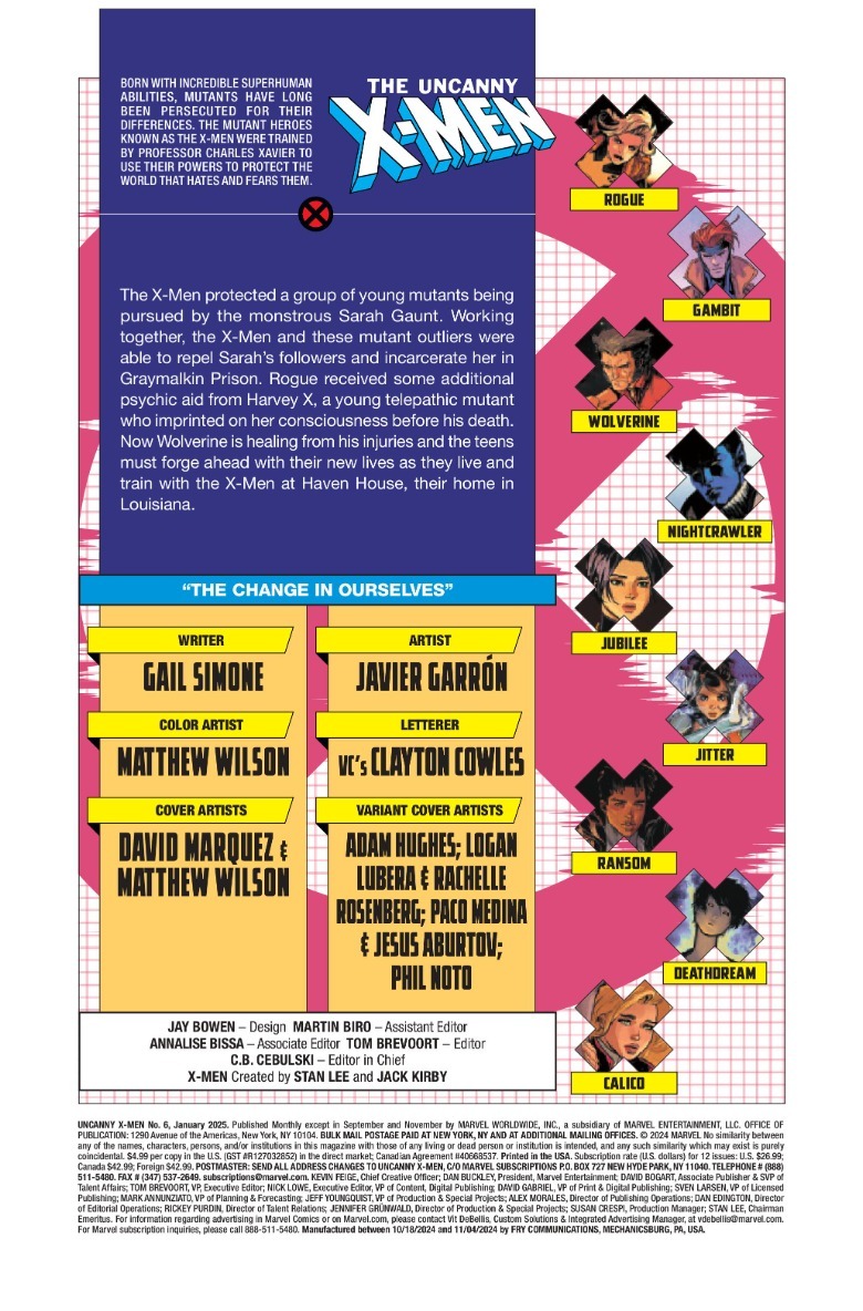 Página de resumen de Uncanny X-Men #6