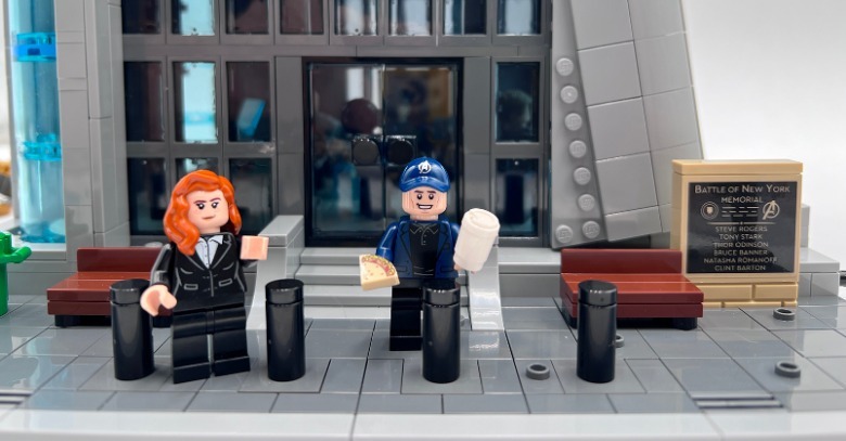LEGO Avengers Tower Kevin Feige out front