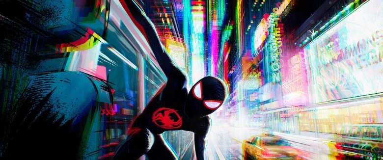 Bermil-mil dalam pakaian Spider-Man di Spider-Man: Beyond the Spider-Verse