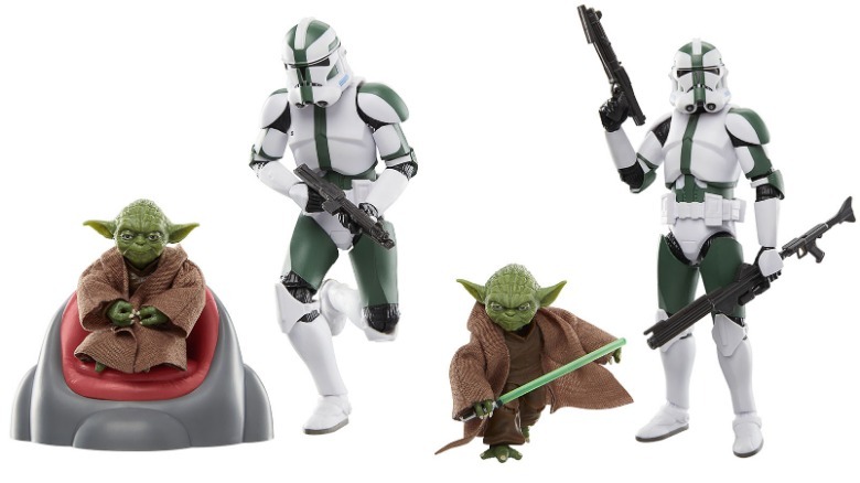 Star Wars: The Clone Wars Black Series Figuras de ação Yoda e Clone Commander Gree