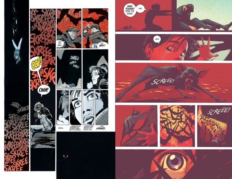 Dark Knight Returns Bruce falls in Batcave vs Absolute Batman Bruce swarmed by bats at zoo after his father dies