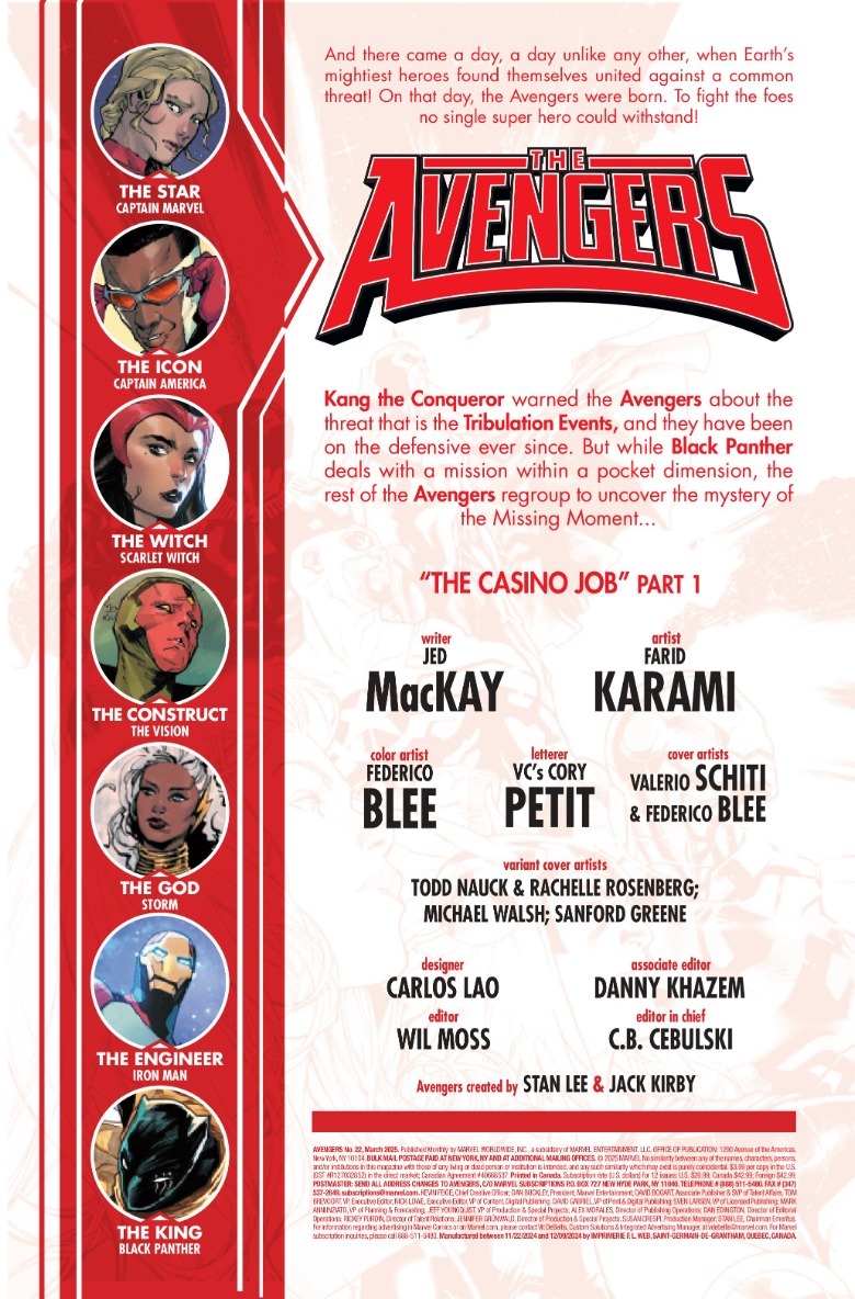 Página de recapitulação dos Vingadores #22