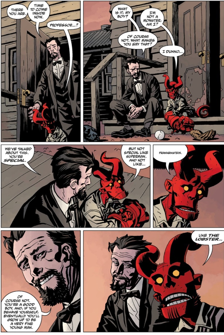 Young Hellboy and Professor Broom