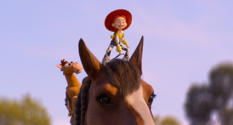 Jessie on a real horse with Bullseye in Toy Story 5