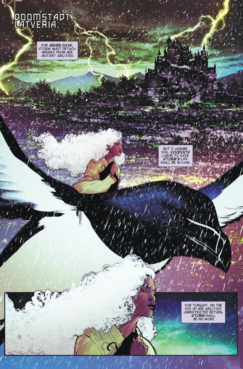 Storm #4 Storm arrives in Latveria on the back of a giant raven