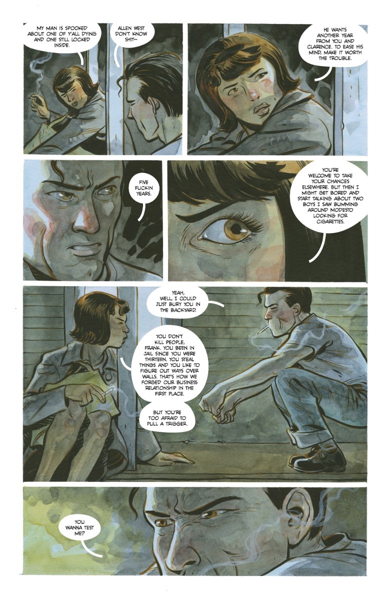 From Alcatraz, page 2, Frank is talking to a woman