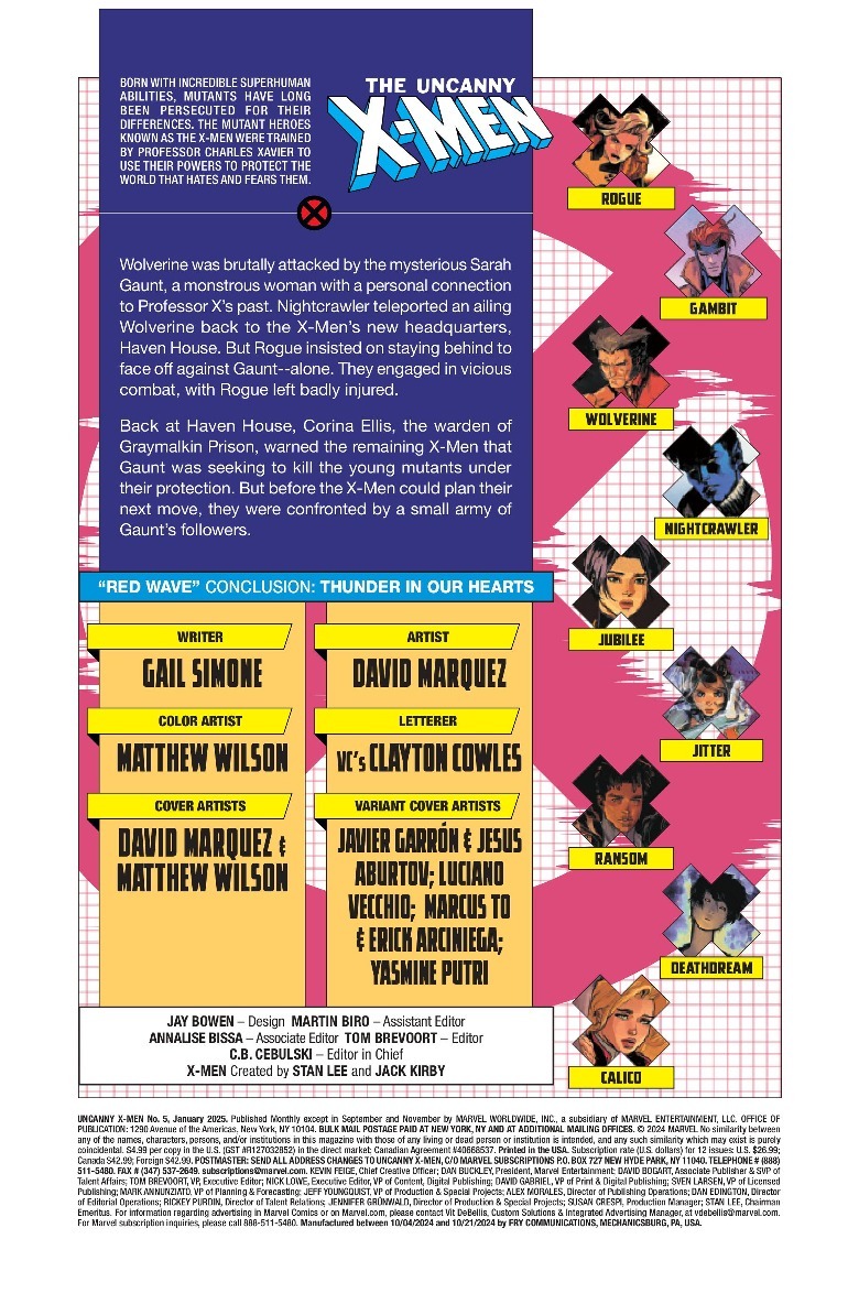 Página de resumen de Uncanny X-Men #5