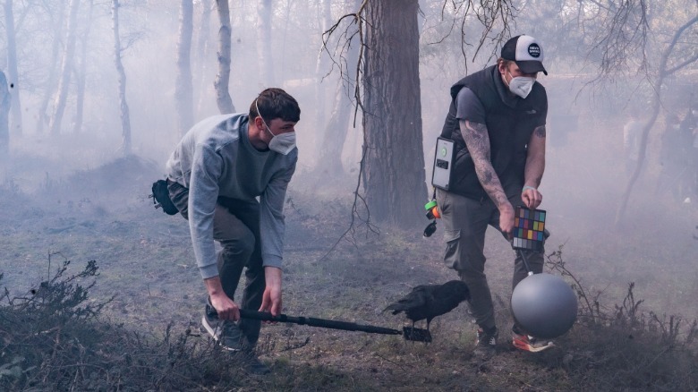 SFX crew working with Matthew the raven reference model.