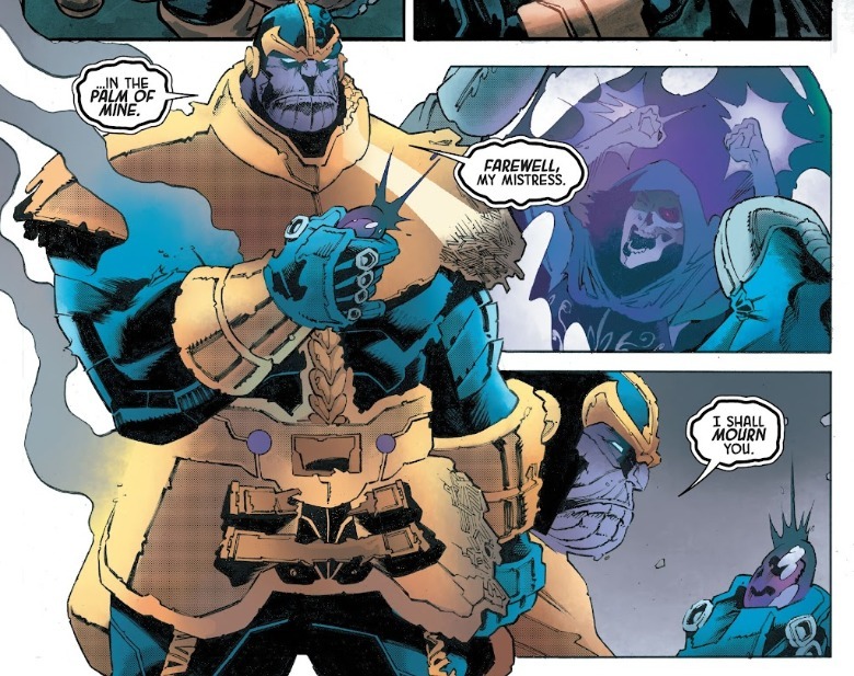 Thanos imprisons Death inside a stone in Marvel Comics