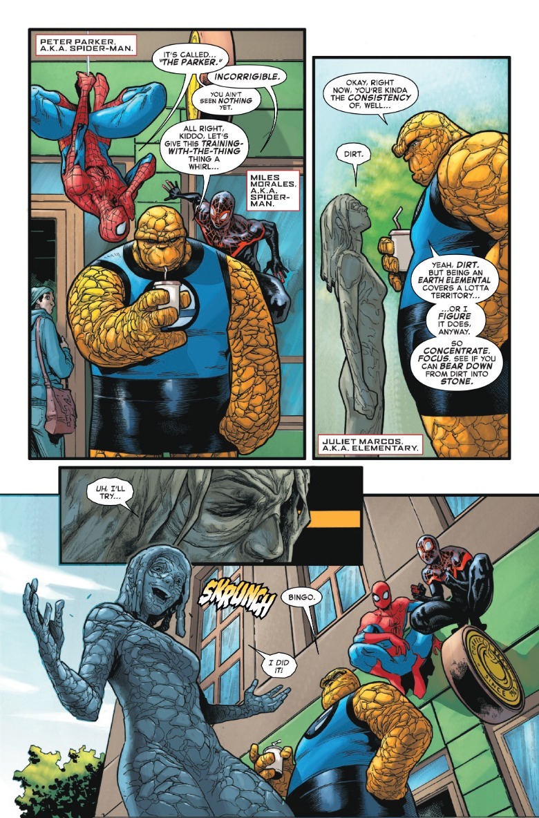 Spectacular Spider-Men #12 Page 3 Peter Parker Miles Morales The Thing and Elementary