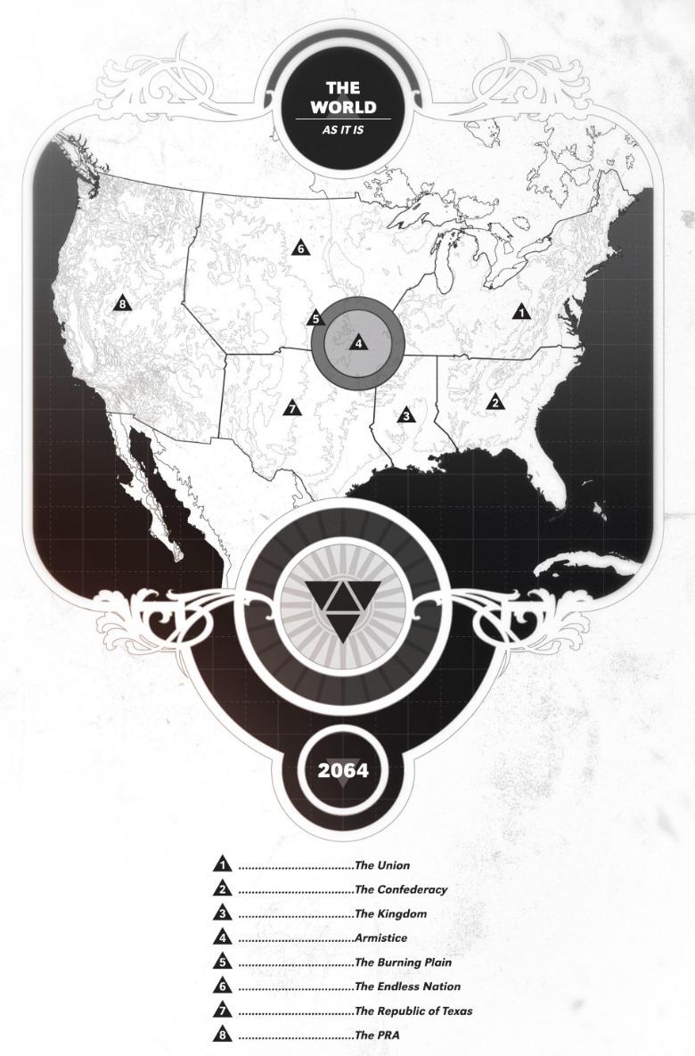 East of West map of seven nations