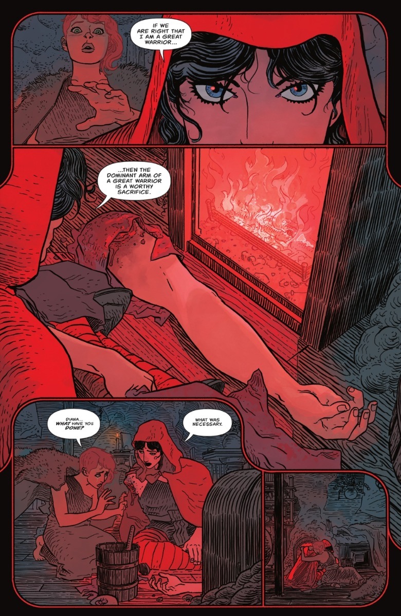 முழுமையான அதிசயப் பெண் #3 - டயானா தனது துண்டிக்கப்பட்ட கையை சர்ஸிடம் வெளிப்படுத்துகிறார்