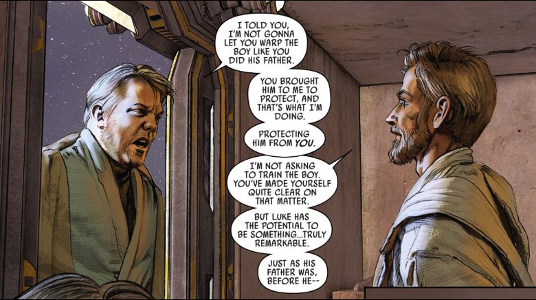 Owen Lars and Obi-Wan debate in panel from Star Wars #15