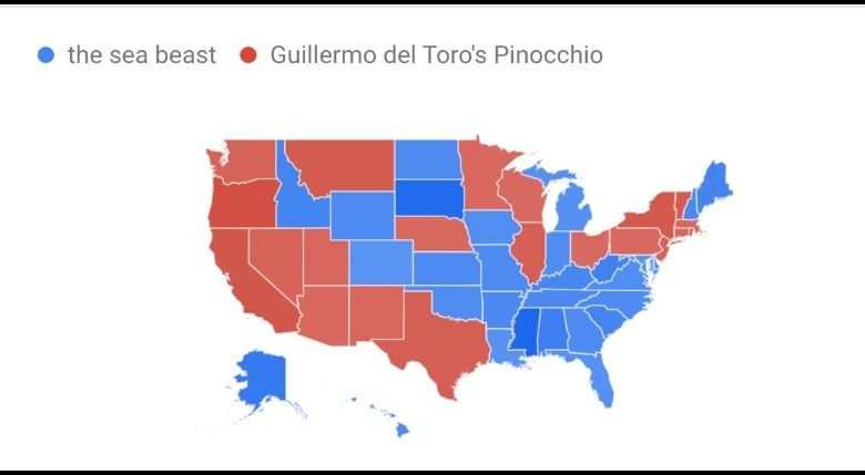 Google trends of The Sea Beast and Pinocchio