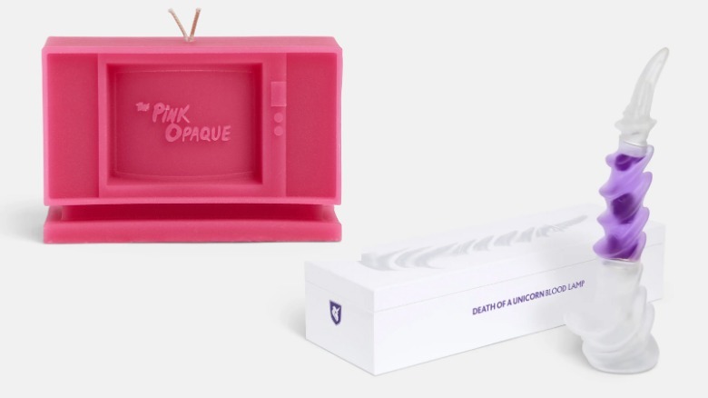 The Pink Opaque candle and Death of a Unicorn blood lamp