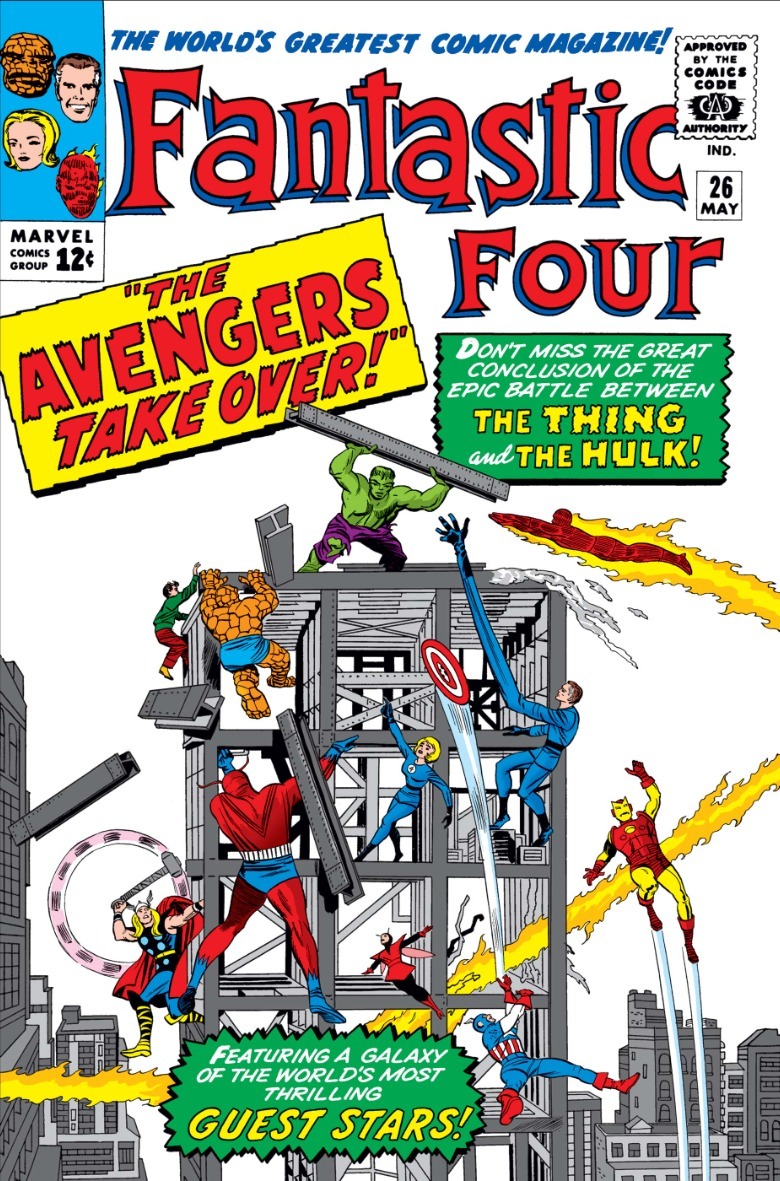 Los Cuatro Fantásticos #26 Jack Kirby cubre el crossover de Hulk y los Vengadores
