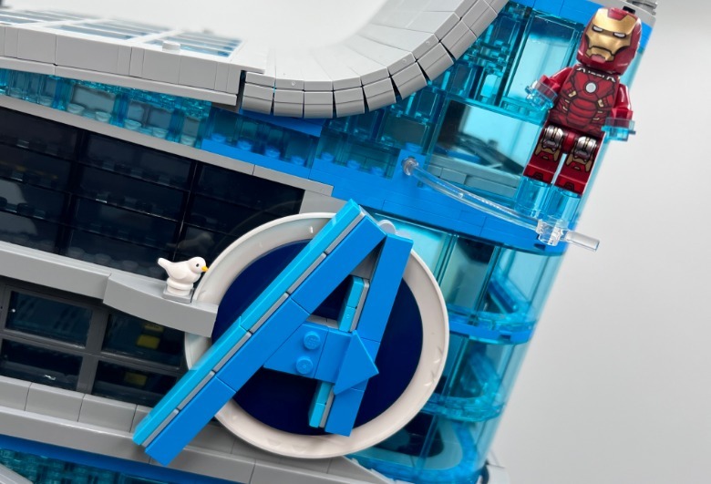 LEGO Avengers Tower building logo and Iron Man