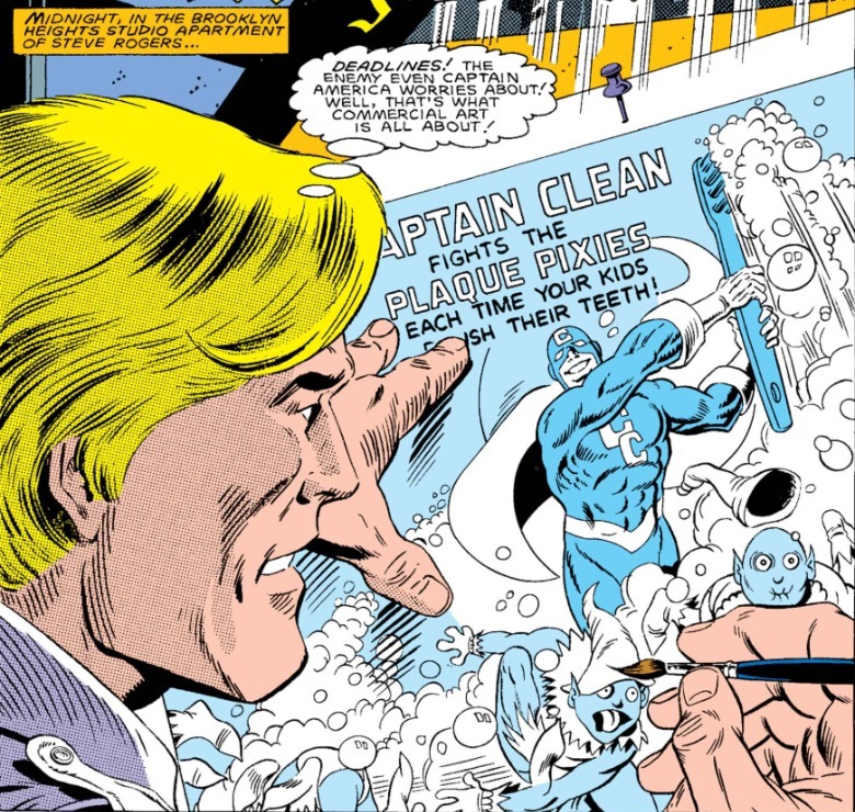 Captain America #305 - Steve Rogers drawing toothpaste ad