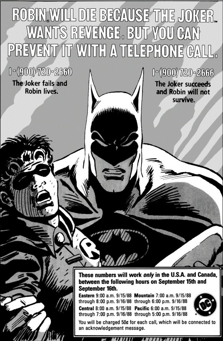 Encuesta telefónica sobre carteles de Batman Muerte en la familia