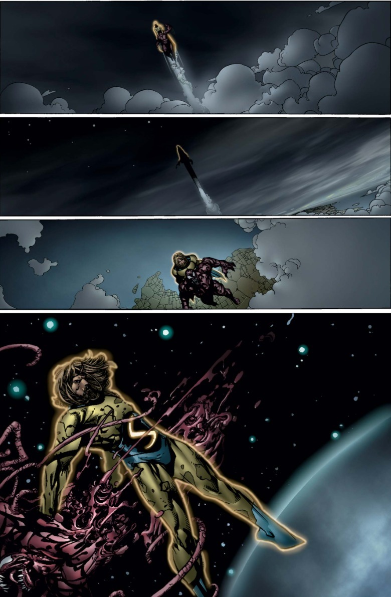 New Avengers #2 Sentry flies Carnage into space and rips him in half