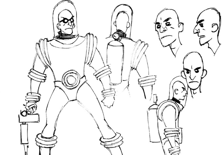 Mr. Freeze concept sketches by Mike Mignola from Batman: The Animated Series