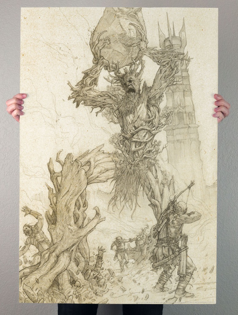 Mondo's Lord of the Rings: The Two Towers sketch variant poster by Riccardo Federici