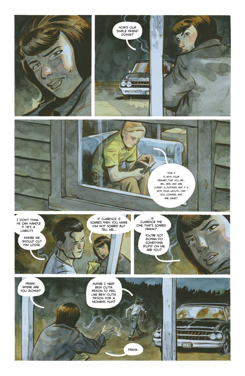 From Alcatraz, page 3, Frank talks to a woman about Clarence