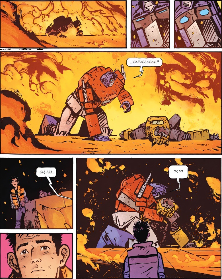 Transformers #1 - Optimus Prime finds dead Bumblebee