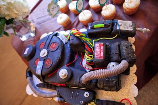 Ghostbusters proton pack cake