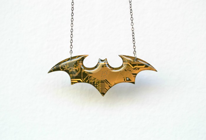 Batman circuit board necklace