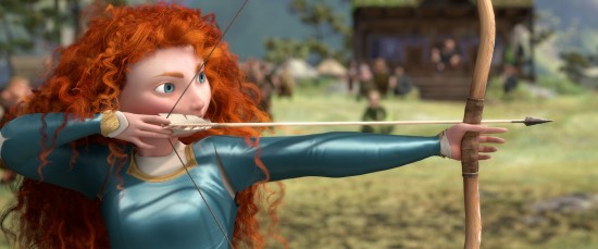 Princess Merida in Pixar's Brave with a bow and arrow