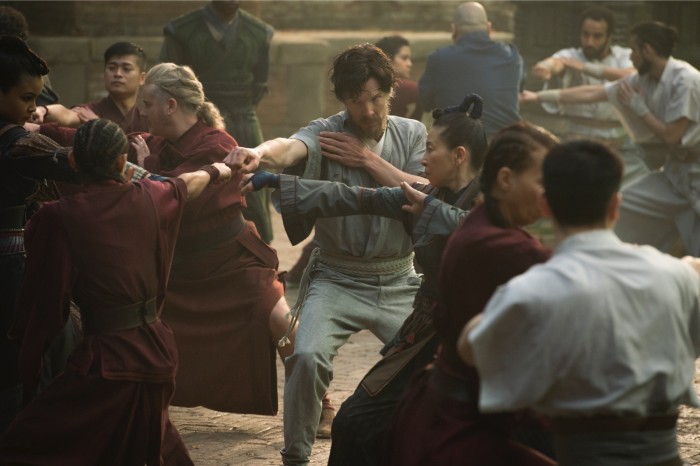 Benedict Cumberbatch being trained in Doctor Strange