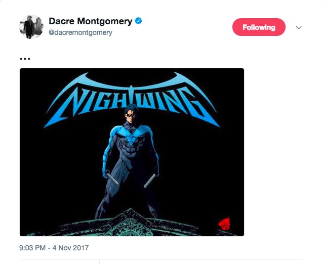 Dacre-Montgomery-Nightwing-tweet