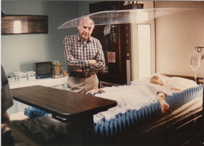 Death Spa: Walter Shenson, hovering over Brenda Bakke (who claims to not remember making the film).