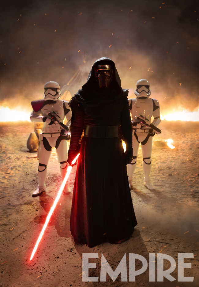 Kylo Ren (Adam Driver) and First Order Troopers