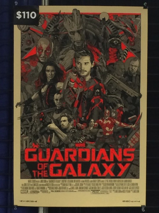 Tyler Stout's amazing Guardians of the Galaxy variant poster print sold out at the Mondo booth