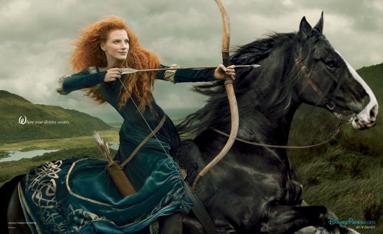 Jessica Chastain as Princess Merida in Latest Disney Dream Portrait by Annie Leibovitz for Walt Disney Parks & Resorts